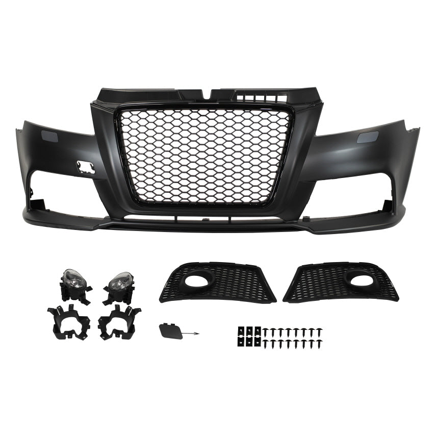 2009-2013 Audi A3 8P RS Style Front Bumper w/ Black Grille W/ Fog Lamps