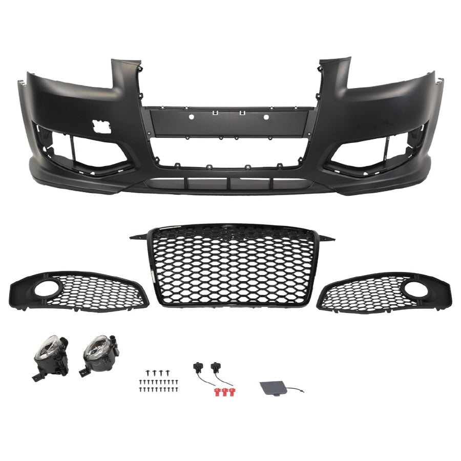 2005-2008 Audi A3 8P RS Style Front Bumper with Black Grille w/ Fog Lamps