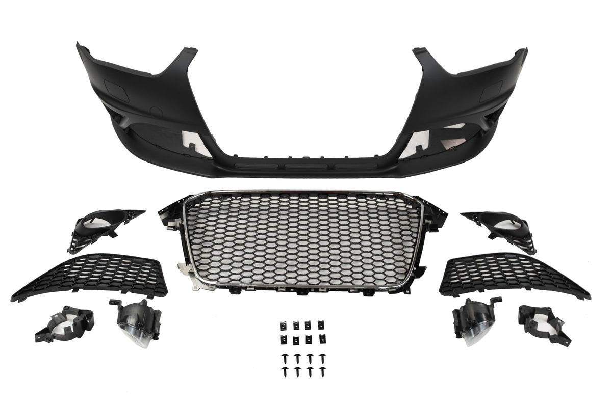 2013-2016 B8.5 Audi A4, RS4 Style Front Bumper W/ Chrome Grille
