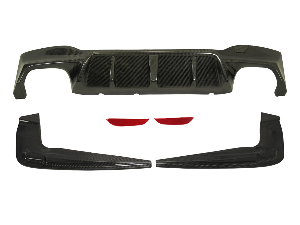 2018-20 BMW F90 M5 3D Style Carbon Fiber Rear Bumper Diffuser + Splitters Spoiler For