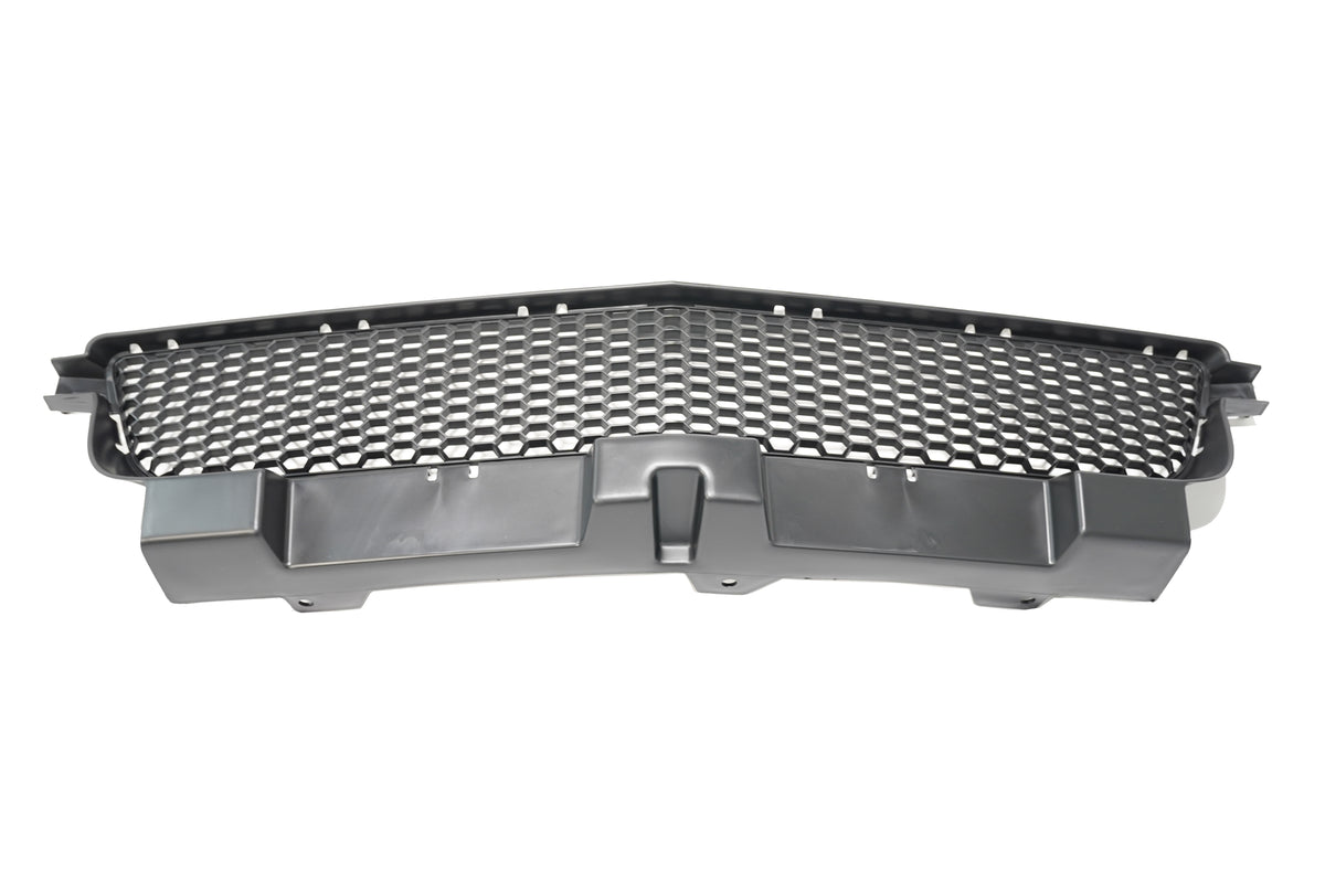 SRT-8 Style Front Bumper Cover With Grille For 2011-2014 Dodge Charger - Unpainted Black Polypropylene, Fits Non-ACC Models